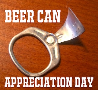 a used pop top to celebration the changes in beer cans over the years for national beer can appreciation day in January