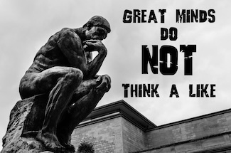 a famous greek sculpture for a disagreement with a famous quote about great minds for a thought for today.