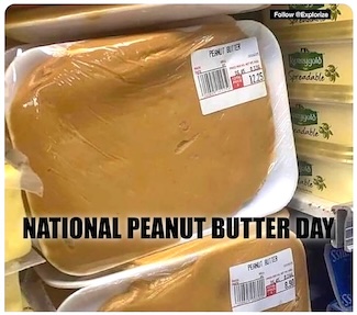 peanut butter in plastic wrap in a grocery store