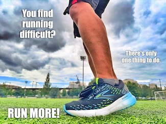 a pair of legs in running shoes on a field on a cloudy day to show how you should go for a run