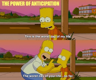 a famous and fun bartender and Homer Simpson meme about having the worst day in your life, as advice and a motivator 