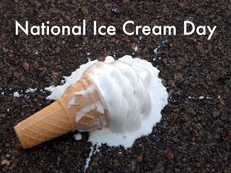 a vanilla ice cream cone that was dropped in the dirt by accident 