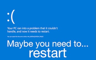 the microsoft blue screen of death on a computer as a metaphor for how to restart your life or day