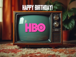 a 1970's style living room look and an old TV to highlight the logo for HBO, born this weekend in 1972