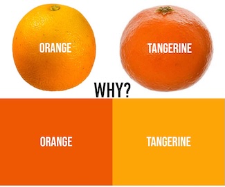 a funny look at the colors orange and tangerine and the irony of the two