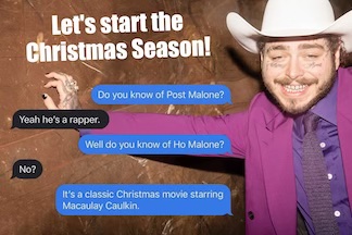 a fun and festive Post Malone for a Christmas entertainment meme