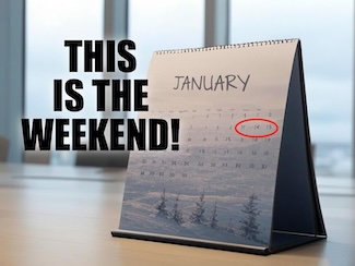 a calendar with a special weekend in January circled that concerns your new years resolutions