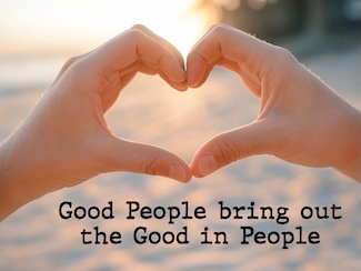 hands making the heart sign in the sunshine for a good thought about doing good