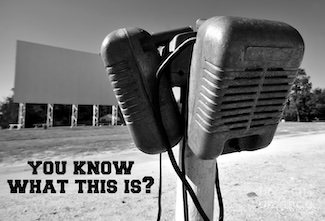 Two old rusty speakers for national drive in day in June
