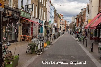 A sweet filled with various small shops and pubs in Clerkenwell England, to commemorate the rollout of the first mass produced toothbrush in 1780.