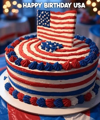 a few layered red white and blue birthday cake for the USA on July 4th
