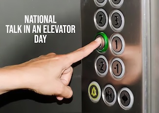 a finger pushing an elevator button for national talk in an elevator day in July
