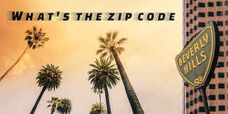 a colorful image of the famous Beverly Hills sign among sunset lit palm trees