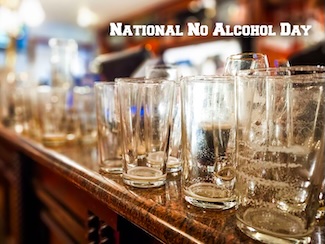A bar full of empty beer glasses for national no alcohol day in October