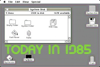 a screenshot of an early version of the Apple OS version 1, from the mid 1980's...the same time period that websites began to be registered.