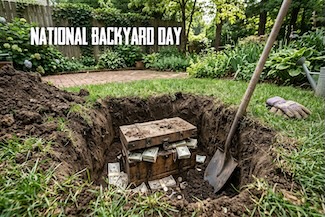 a chest of money found when digging a hole in a green back yard 
