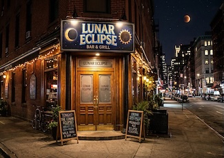 a fun but fake local bar named Lunar Eclipse for the moon event in August in our skies.