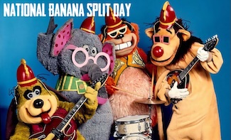 The famous costume covered musical group the banana splits from the 1960's for national banana split day in August