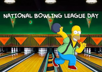 The famous Homer Simpson in a bowling alley for a special day for this team sport!