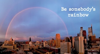 a full rainbow over Philadelphia for national make a difference day in October