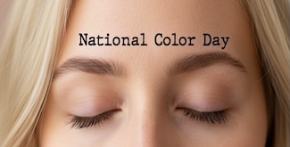 a blonde woman with her eyes closed for national color day in October 